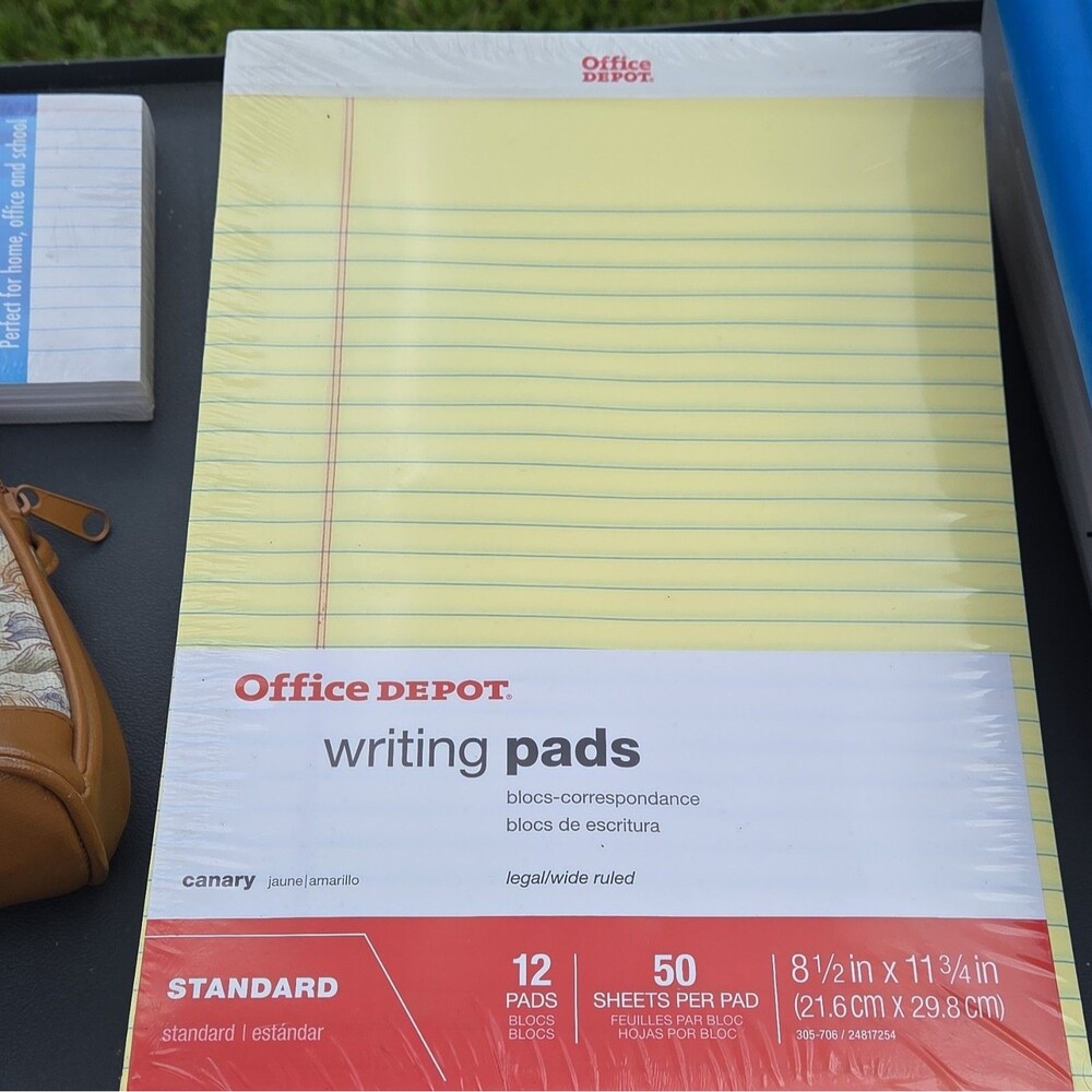 Office Depot Standard Legal/Wide Ruled Writing Pads Canary 8.5 x 11.75 in